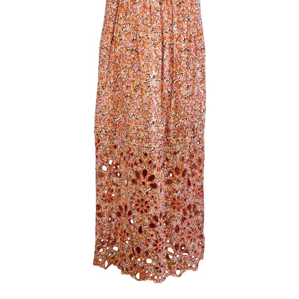 ANTHROPOLOGIE Babydoll Sweetheart Maxi Dress Floral Eyelet Cut Out Hem Sz XL NEW - Picture 10 of 12